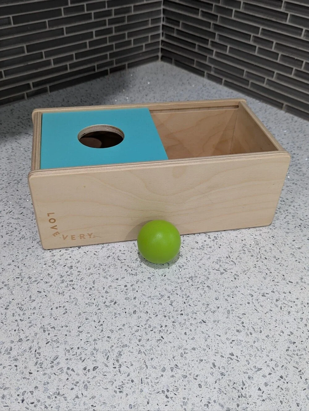Lovevery Sliding Top Drop Box Wooden Ball Montessori First Birthday Thinker Kit